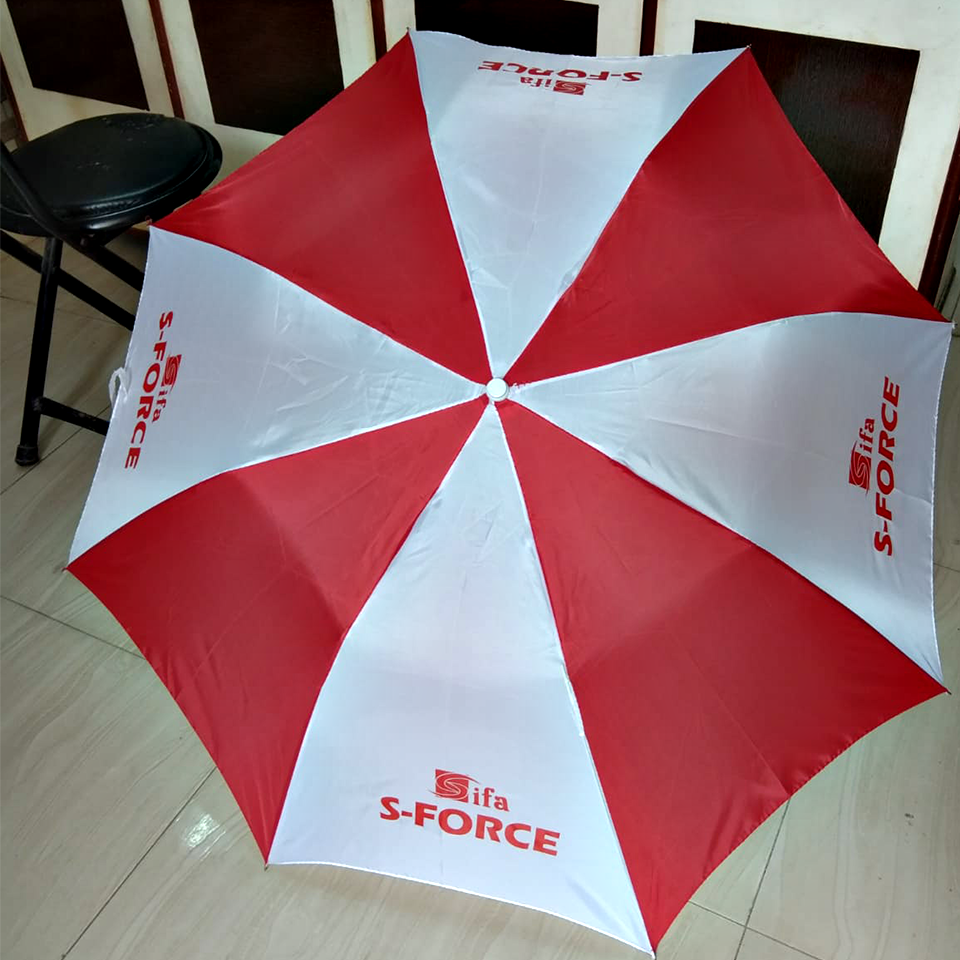 pbs prachar bharat promotional two fold umbrella multicolor outdoor branding umbrella.