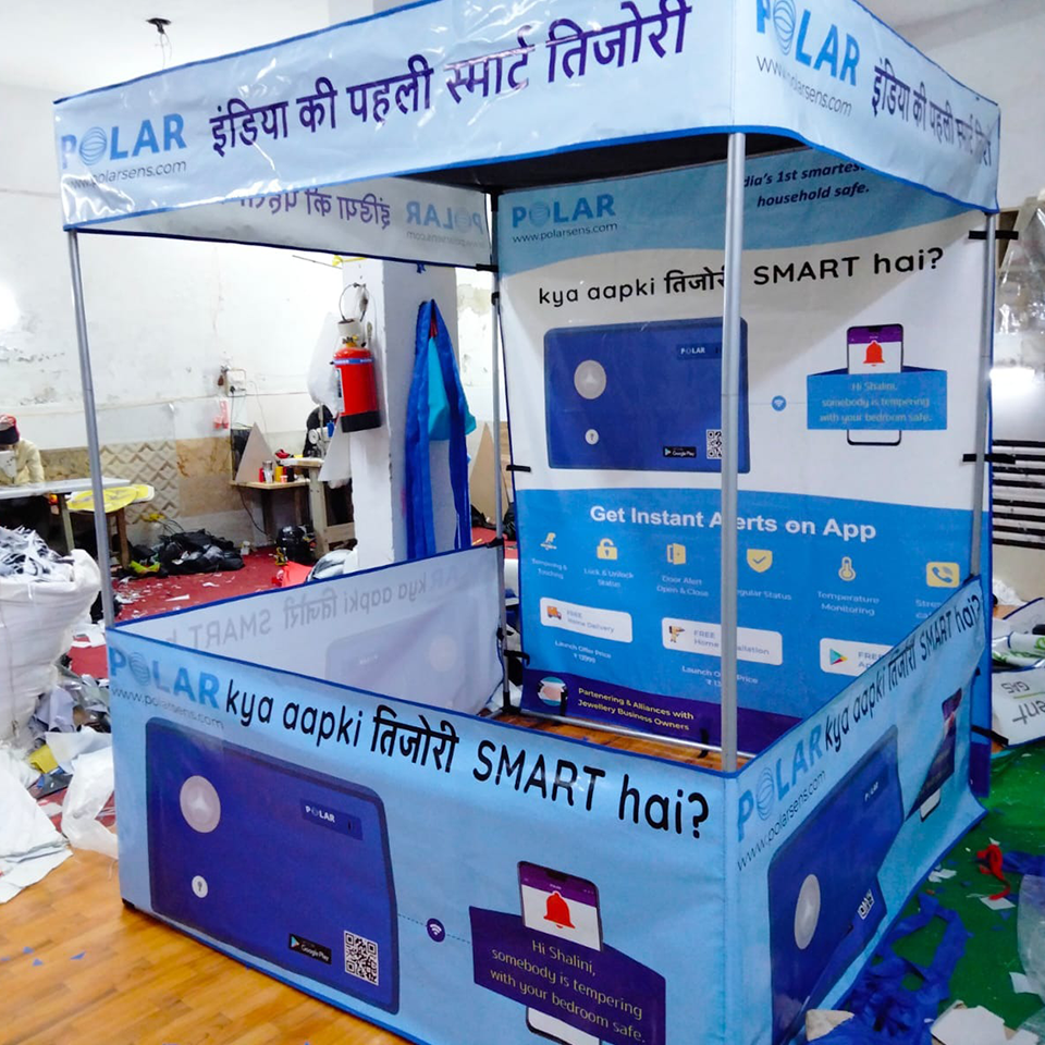 Pbs Prahcar Bharat promotioal canopy tent blue color printed canopy tent for events & exhibitions.